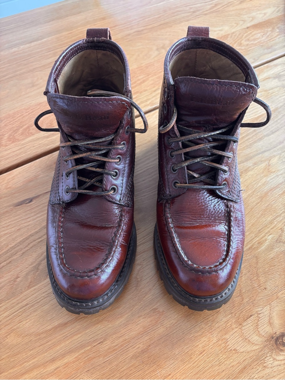 Vintage L.L. Bean Allagash Bison Leather Handsewn Moc Toe Chukka Boots 8 M"